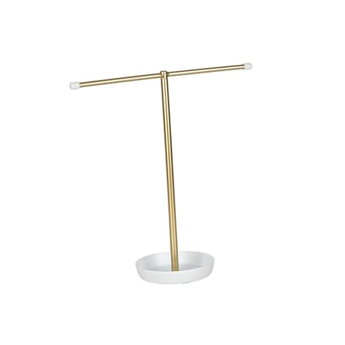 Kopfband-Organizer, Schmuckständer, Brillen-Präsentationsständer für Fußkettchen, Halsketten, Schreibtisch-Organizer, Eisen, T-Form, 31,5 x 13 x 33 cm, Gold von misppro