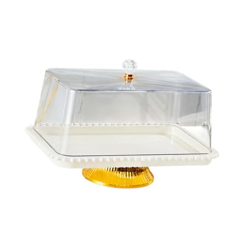 Kuchenständer mit Staubschutz, rund, dekorative Platte, Obstteller, Snack-Serviertablett für Küche, Party, Heimdekoration, Weißgold-Basis, 33 cm Kuchenständer mit Staubschutz, rund, dekorative Platte, Obstteller, Snack-Serviertablett für Küche, Party, Heimdekoration, Weißgold-Basis, 33 cm von misppro