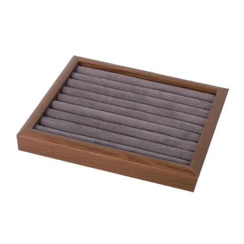 Schmuck-Organizer, Ständer, Vitrine mit mehreren Fächern für Halsketten, Ohrringe, Armbänder, Beige, große Größe, Grau, klein von misppro