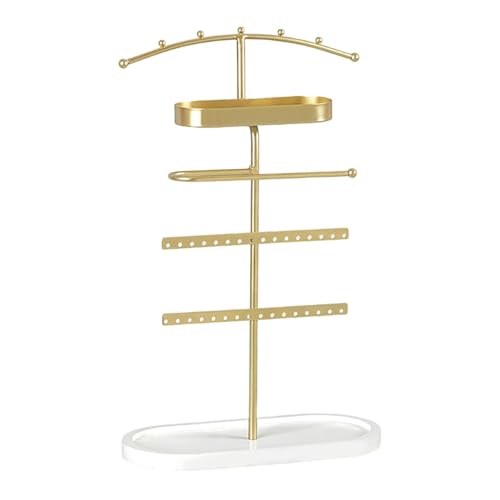 Schmuck-Organizer-Ständer mit Tablett, Arbeitsplatte, Halskettenaufhänger, Präsentationshalter für Damen, 22 x 10 x 34 cm Schmuck-Organizer-Ständer mit Tablett, Arbeitsplatte, Halskettenaufhänger, Präsentationshalter für Damen, 22 x 10 x 34 cm von misppro