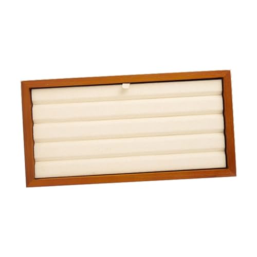 Schmucktablett aus Massivholz, für lose Perlen, Edelsteine, Ringe, Ohrringe, Halsketten, Organizer, 22,9 x 11,7 x 2 cm, Beige mit Schlitzen von misppro