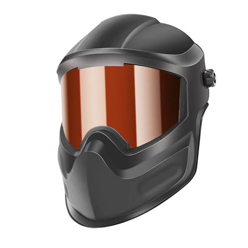 Schweißhelm, leicht, staubabweisend, spritzwassergeschützt, stoßfest, bequem, vollständiger Schutz, große Sicht, 35 x 22 cm, Dunkelbraun von misppro