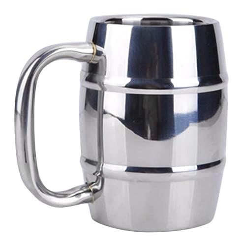 misppro Edelstahl Weinfass geformte Tasse, doppelwandige Tasse, tragbare Tasse Outdoor Tasse Kaffeetasse Trinkbecher Camping Wandern Becher Milch Teetassen 300ml von misppro