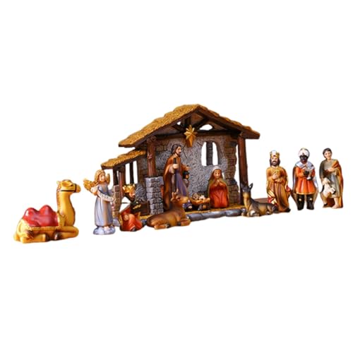 misppro Weihnachtskrippe Set 12-teilig Harz Figuren Traditionelle Krippenszene Familientisch Dekoration Weihnachtsstatue von misppro