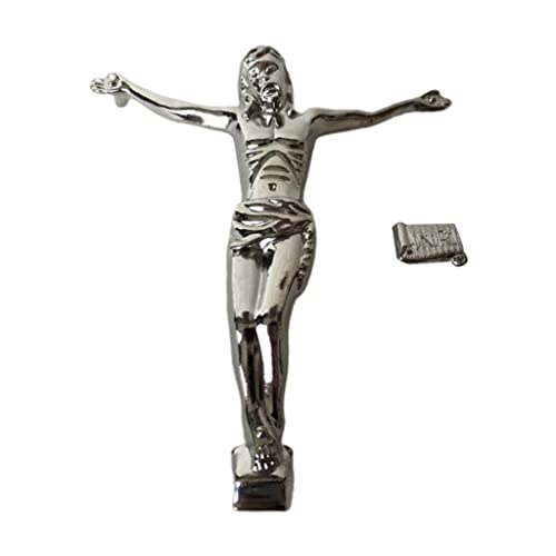 misppro Christliche Statue Christus, Heiliger Jesus, Zinklegierung, Wandkreuz, Dekoration, Silber, 9 x 12 cm von misppro
