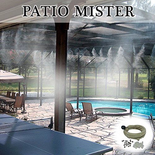 Terrasse Zerstäuberfunktion Kit – Vor-montiert, Zerstäuberfunktion System – einfach auspacken und an – kühlt Temperaturen um bis zu 30 Grad – für Terrasse, Pool und Spielflächen 48 Feet - 12 Nozzles von mistcooling