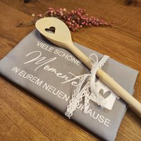 Geschenkset Zum Einzug Geschirrtuch, Karte & Kochlöffel - 100 % Baumwolle, Einzugsgeschenk Für Neue Wohnung Einweihungsgeschenk Eurem von mitHerzundDetails