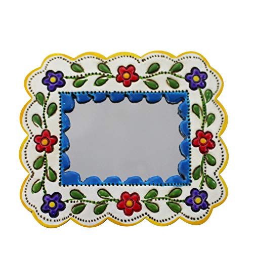 Deko-Wandspiegel blau und weiß klein - rechteckig, Spiegel zum Aufhängen, Rechteck mit Blumen Deko-Wandspiegel blau und weiß klein - rechteckig, Spiegel zum Aufhängen, Rechteck mit Blumen von mitienda mit Liebe gemacht