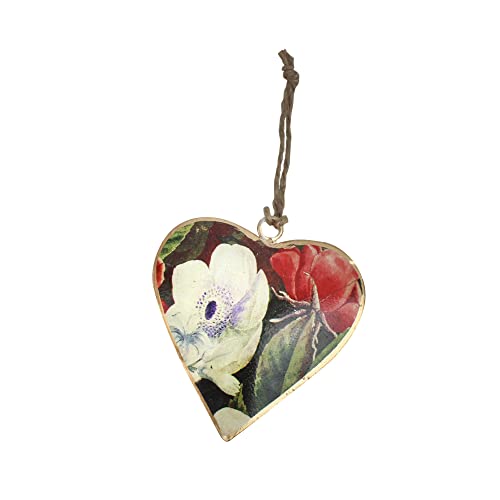 Fensterdeko Herz aus Blech mit Blumenmuster Goldener Rand zum Aufhängen, Herz Deko Fensterdeko Herz aus Blech mit Blumenmuster Goldener Rand zum Aufhängen, Herz Deko von mitienda mit Liebe gemacht