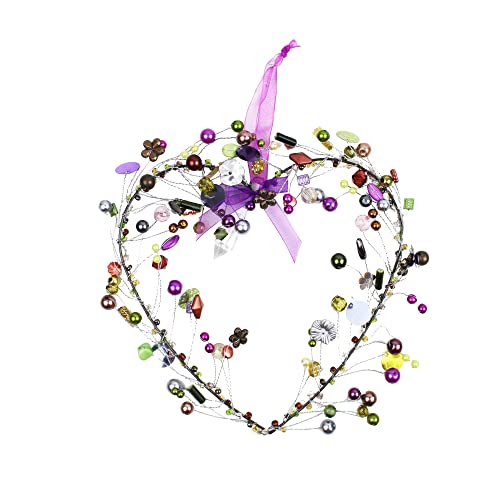 Fensterschmuck handgemachtes Perlenherz mit Kristall, Fensterdeko, Fensterhänger violett von mitienda mit Liebe gemacht