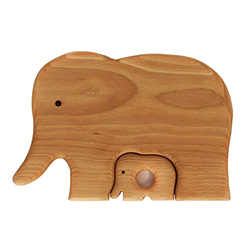 Frühstücksbrettchen aus Holz mit Tiermotiv Elefant mit Elefantbaby mit Eierhalter, Kinder von mitienda mit Liebe gemacht