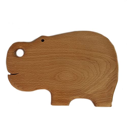 Frühstücksbrettchen aus Holz mit Tiermotiv Nilpferd inkl. Eierhalter, Geschenk für Kinder von mitienda mit Liebe gemacht