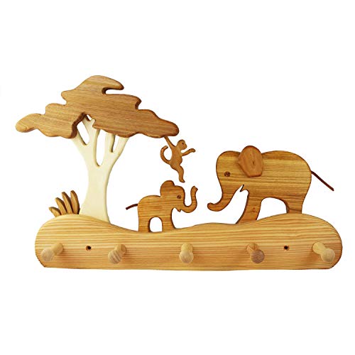 Kindergarderobe aus Holz Elefanten, Kindergarderobe Handgemacht Tiermotiv, Weihnachten von mitienda mit Liebe gemacht