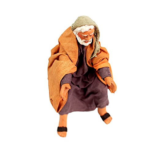 Krippenfiguren Händler sitzend mit orangem Gewand 12cm von mitienda mit Liebe gemacht