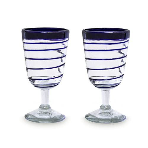 mitienda mit Liebe gemacht Cocktailgläser 2er Set mundgeblasen 500ml Blaue Spirale Longdrink Eisbecher Cocktailgläser von mitienda mit Liebe gemacht