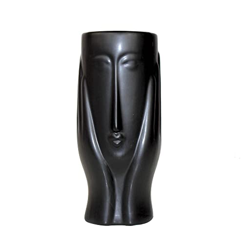 mitienda mit Liebe gemacht Dekovase aus Keramik schwarz Mono Face 20x9 cm, handgemachte Keramikvase, Vase modern von mitienda mit Liebe gemacht