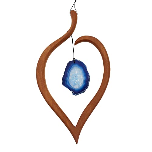 mitienda mit Liebe gemacht Fensterdeko Lindenblatt hängend, Achat blau, Fensterschmuck zum Aufhängen von mitienda mit Liebe gemacht