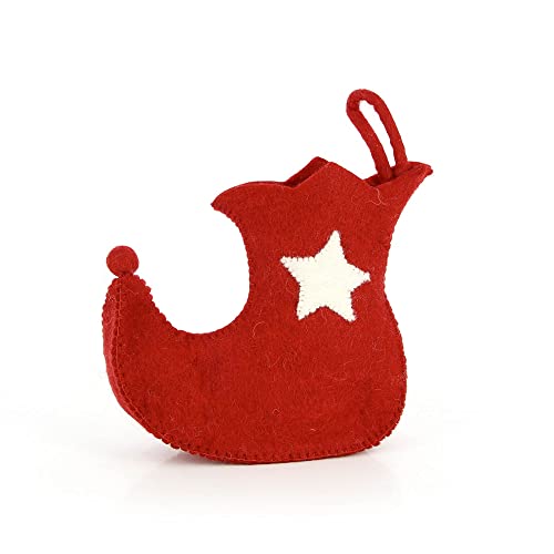 mitienda mit Liebe gemacht Handgemachter Stiefel Nikolaus aus Filz in rot, Nikolausstiefel, Weihnachtsdeko, Handmade von mitienda mit Liebe gemacht