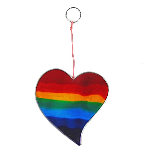 mitienda mit Liebe gemacht Handgemachter Suncatcher Regenbogen Herz aus Resin bunt, Fensterdeko hängend aus Kunstharz von mitienda mit Liebe gemacht