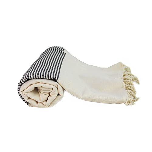 mitienda mit Liebe gemacht Handtuch Fouta Natur aus 100% Baumwolle, handgewebte Fouta Hamamtuch Saunatuch, Tunesien von mitienda mit Liebe gemacht