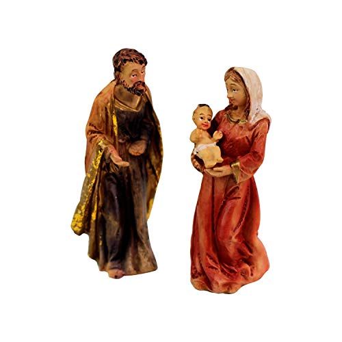 mitienda mit Liebe gemacht Weihnachten Krippenfiguren Set, Heilige Familie 8cm, Resin Maria 2,5X 7,5cm Joseph 2,5x8cm von mitienda mit Liebe gemacht