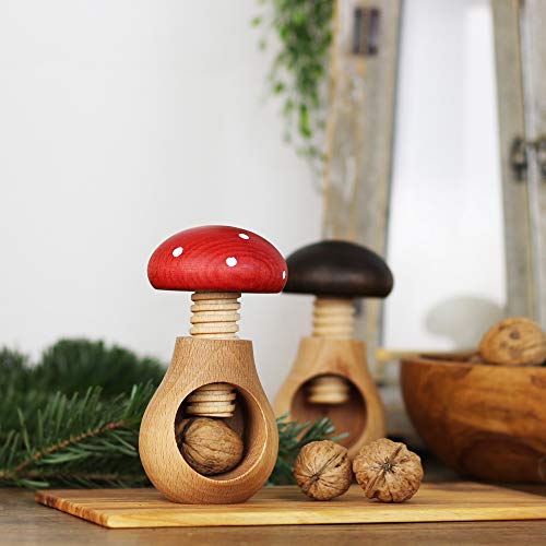 mitienda mit Liebe gemacht Nussknacker Pilz rot, hochwertiger Knacker für Nüsse in Pilzform, Geschenkidee von mitienda mit Liebe gemacht