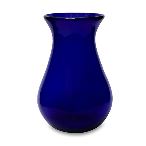 mitienda mit Liebe gemacht mexikanische Dekovase in blau, Vase, Karaffe, aus Mexiko, Blumenvase aus mungelasenes Glas von mitienda mit Liebe gemacht