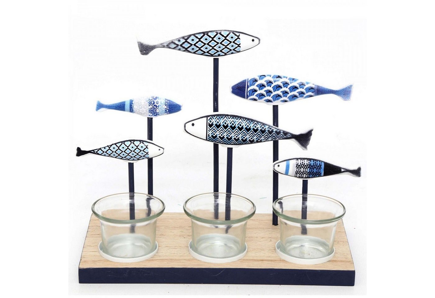 mitienda Teelichthalter Kerzenhalter 6 Fische blau von mitienda
