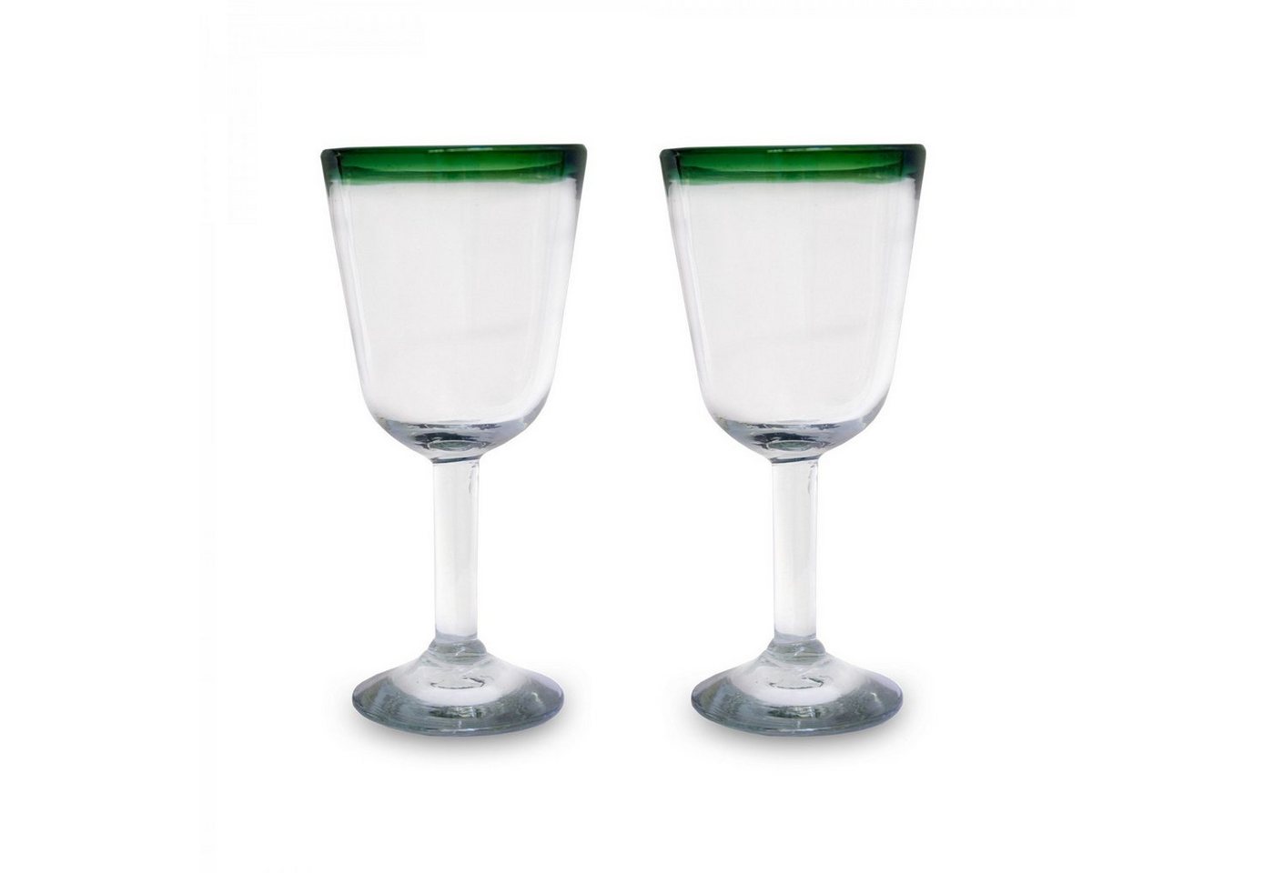 mitienda Cocktailglas Cocktailgläser 2er Set grüner Rand, Weinglas von mitienda