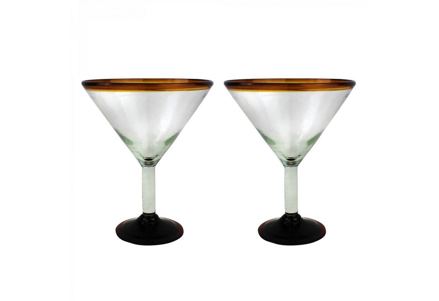 mitienda Cocktailglas Martini Gläser 2er Set Bernstein, mundgeblasen von mitienda