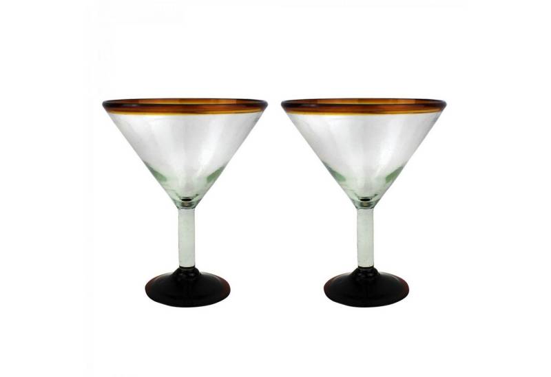 mitienda Cocktailglas Martini Gläser 2er Set Bernstein, mundgeblasen von mitienda
