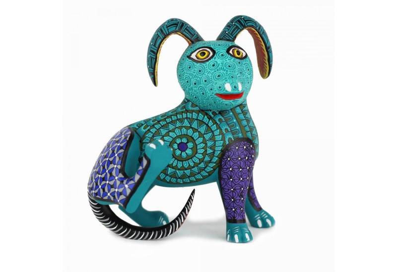 mitienda Dekoobjekt Alebrije aus Holz Hund Türkis von mitienda