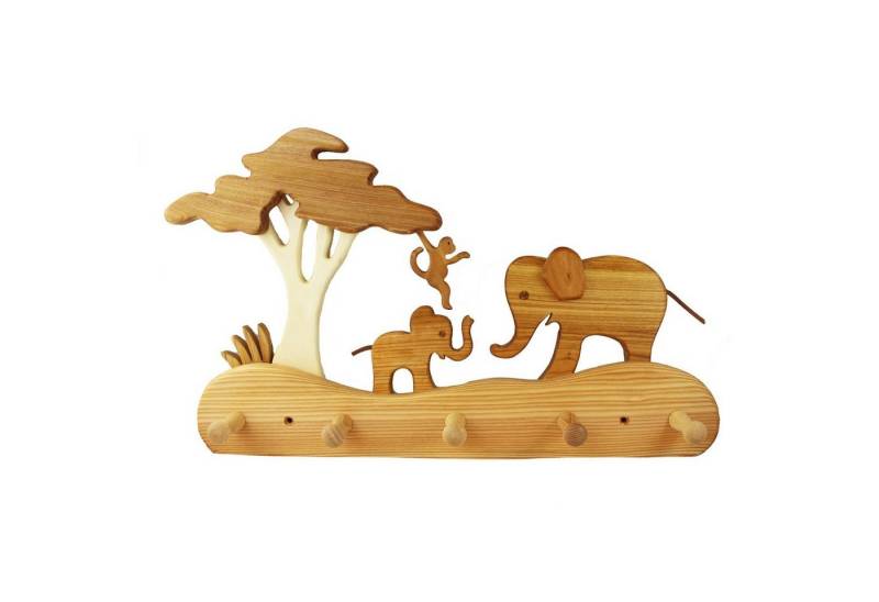 mitienda Garderobenhaken Kindergarderobe aus Holz, Elefanten von mitienda