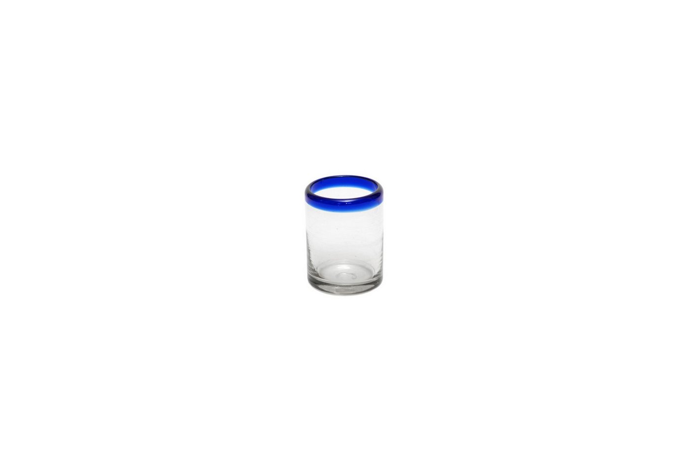 mitienda Glas Mundgeblasenes Saftglas mit blauem Rand 100ml von mitienda