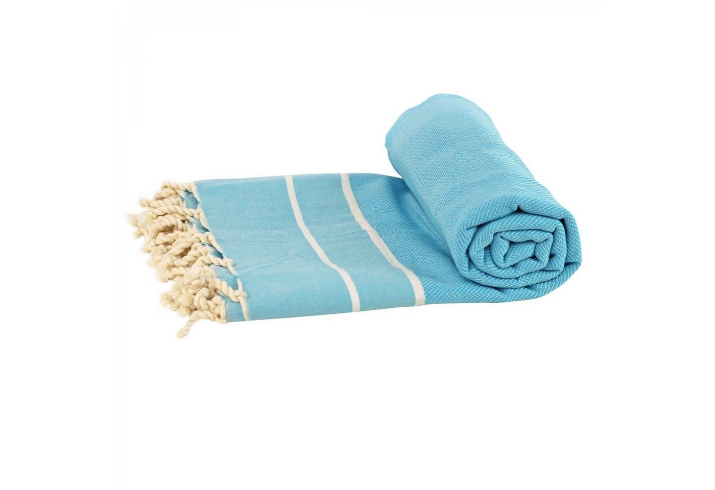 mitienda Hamamtuch Handtuch Fouta sand aqua, Badetuch aus Baumwolle, Frottier von mitienda