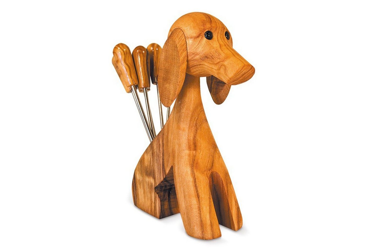 mitienda Servierplatte Hund aus Holz für Olivenpicker, Party Picker von mitienda
