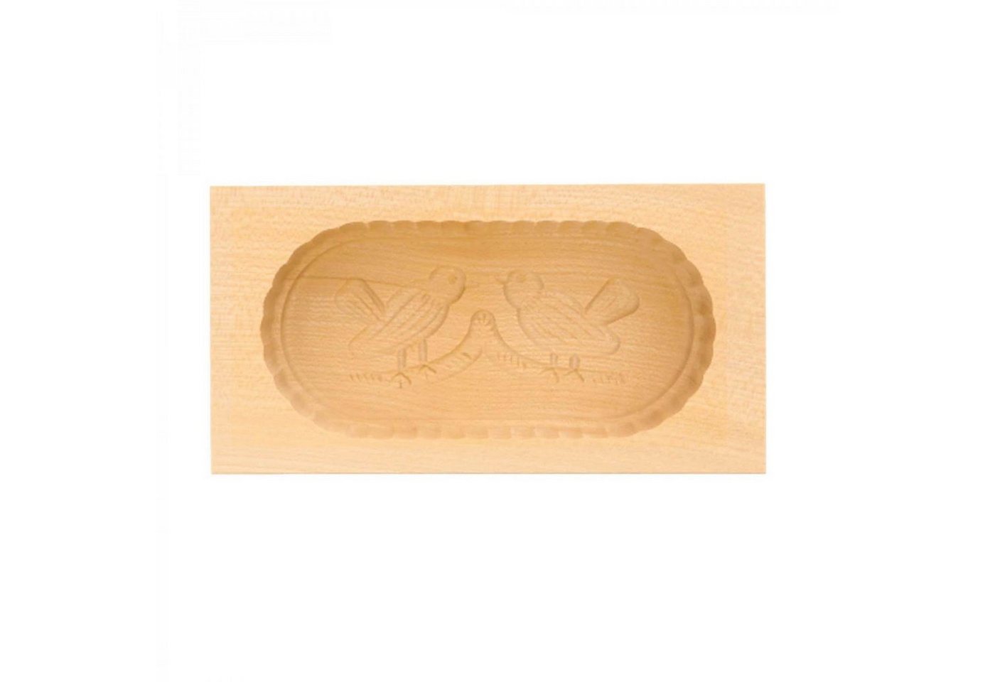 mitienda Servierplatte Butterform aus Holz 2 Vögel Motiv, Sturz-Form 250g von mitienda