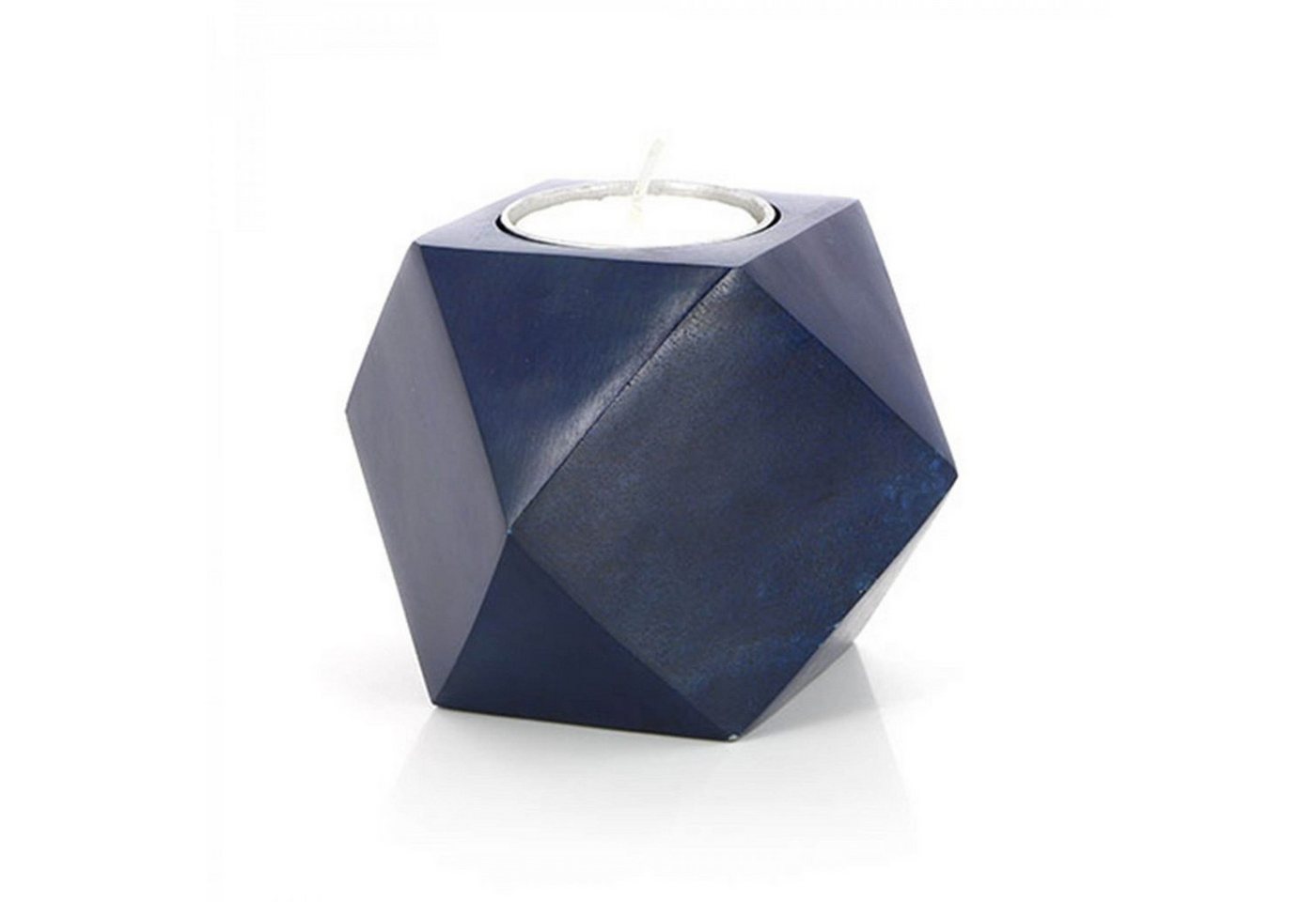 mitienda Teelichthalter Teelichthalter aus Stein geometrisch grau und blau von mitienda
