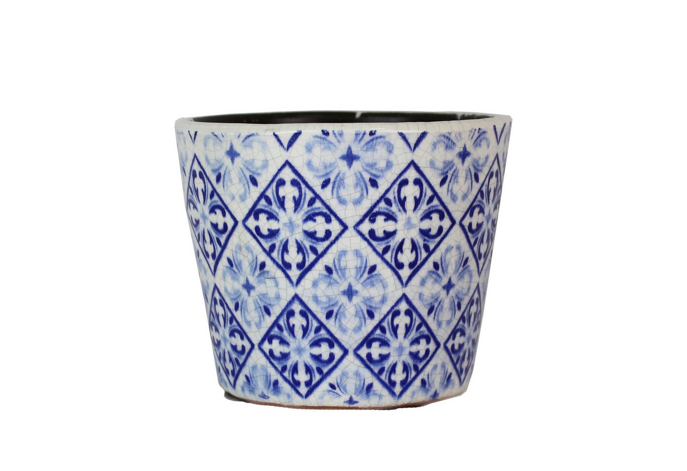 mitienda Übertopf Blumentopf aus Keramik Mex weiss und blau von mitienda