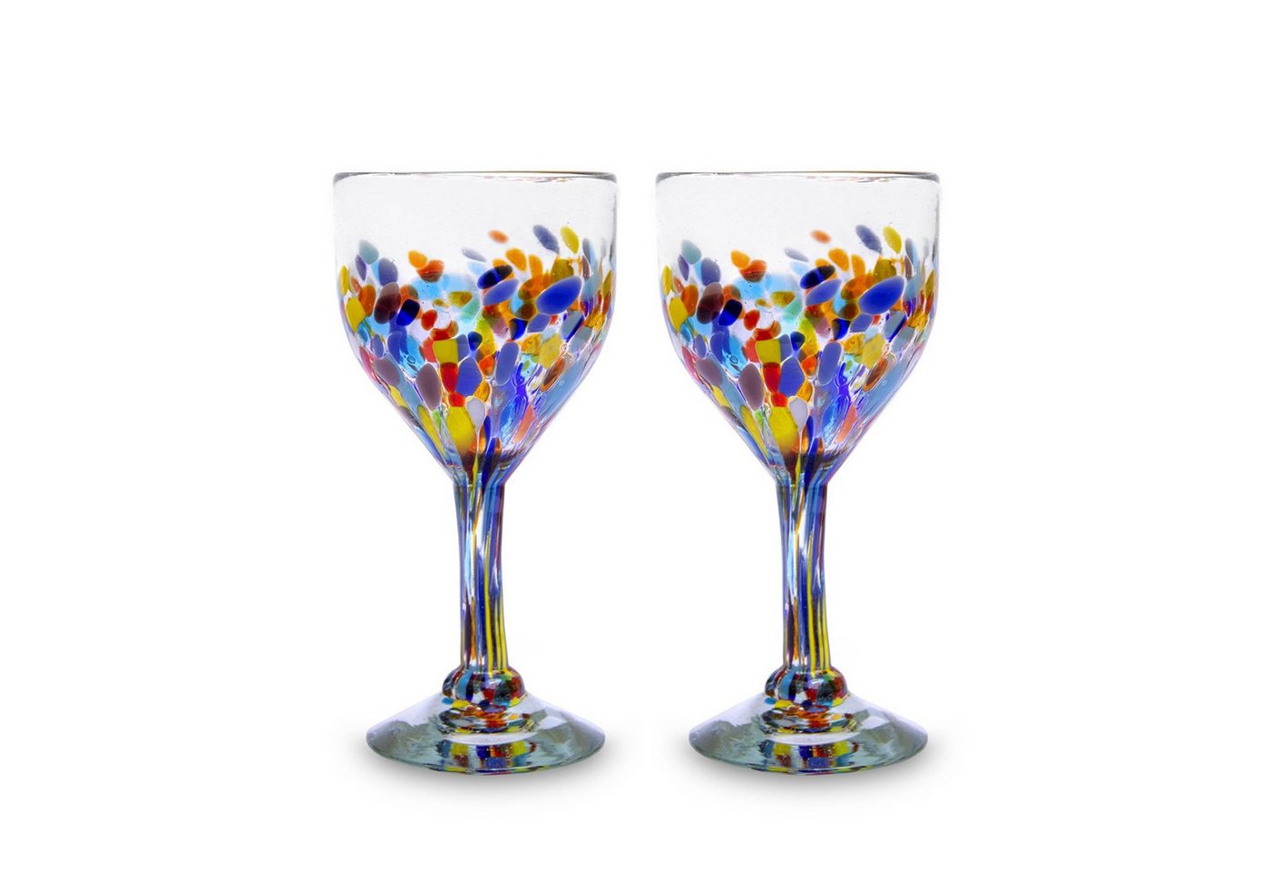mitienda Weißweinglas Weingläser 2er Set Konfetti, Mundgeblasenes Glas von mitienda