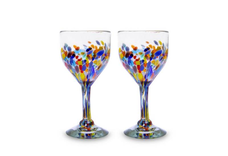 mitienda Weißweinglas Weingläser 2er Set Konfetti, Mundgeblasenes Glas von mitienda