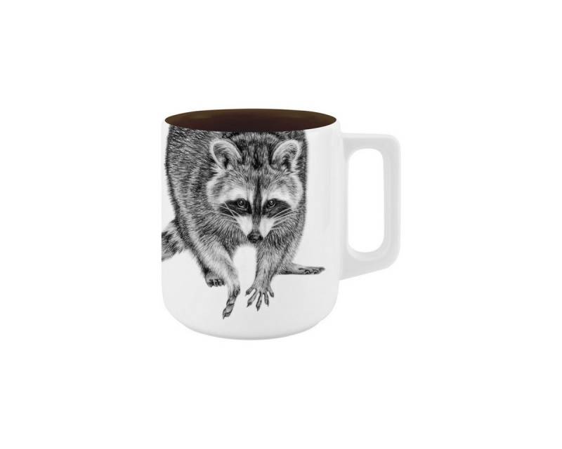 mittelpunkt. Tasse mit Henkel . innen farbig . Waschbär von mittelpunkt.