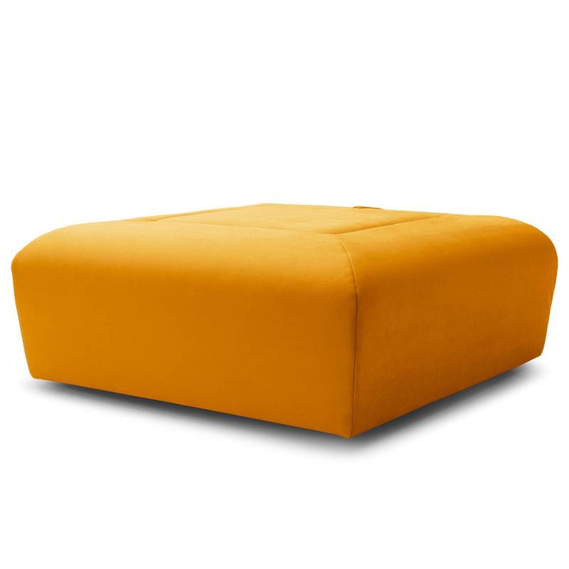 home24 Hocker Miu Magic mit Rückenlehne L 102 x 75 x 102cm Gelb Samt Sadia: Senfgelb von home24
