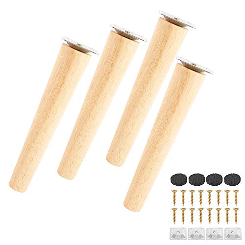 Set mit 4 Möbelfüßen aus Massivholz, Möbelfüße für Sessel, Nachttisch, Schrank, Schublade (20 cm, gerade) von miuline