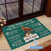 Boxer Teppich, Fußmatte, Besuch Meiner Hausmatte, Perfektes Geschenk Für Boxer-Liebhaber, Hundeteppich, Fußmatte Wohnkultur, Boxermatte von miumaxgifts