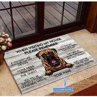 Bullmastiff Fußmatte, Teppich, Matte, Bei Einem Besuch in Meinem Haus Perfektes Geschenk Für Hundeliebhaber, Hundematte, Hundeteppich von miumaxgifts