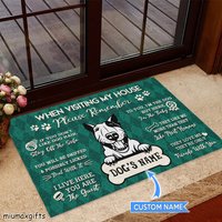 Bullterrier-Teppich, Bullterrier-Fußmatte, Besuch Meiner Hausmatte, Perfektes Geschenk Für Bullterrier-Liebhaber, Hundedecke, Fußmatte Wohnkultur von miumaxgifts