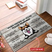 Corgis Teppich, Matte, Fußmatte, Besuch Meiner Hausmatte, Lustige Perfektes Geschenk Für Hundeliebhaber, Hunde-Fußmatte, Einweihungsgeschenk von miumaxgifts