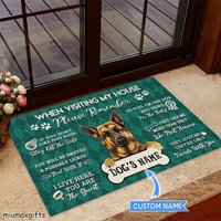 Deutscher Schäferhund Teppich, Fußmatte, Besuch Meine Hausmatte, Perfektes Geschenk Für Deutschen Liebhaber, Hundeteppich, Fußmatte Wohnkultur von miumaxgifts
