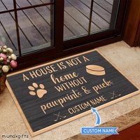 Hockey Und Hund Personalisierte Fußmatte, Hockey-Fußmatte, Hockey-Teppich, Perfektes Geschenk Für Hockeyspieler, Hundeliebhaber, Housewarminggeschenk von miumaxgifts